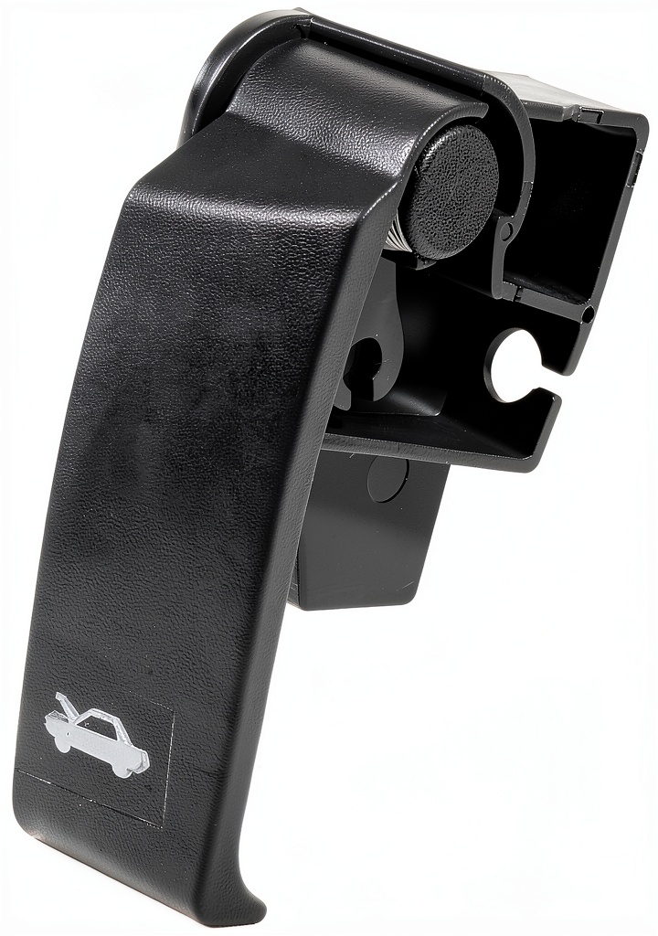 Installing VARGTR black hood release handle lever on a vehicle hood inside a garage